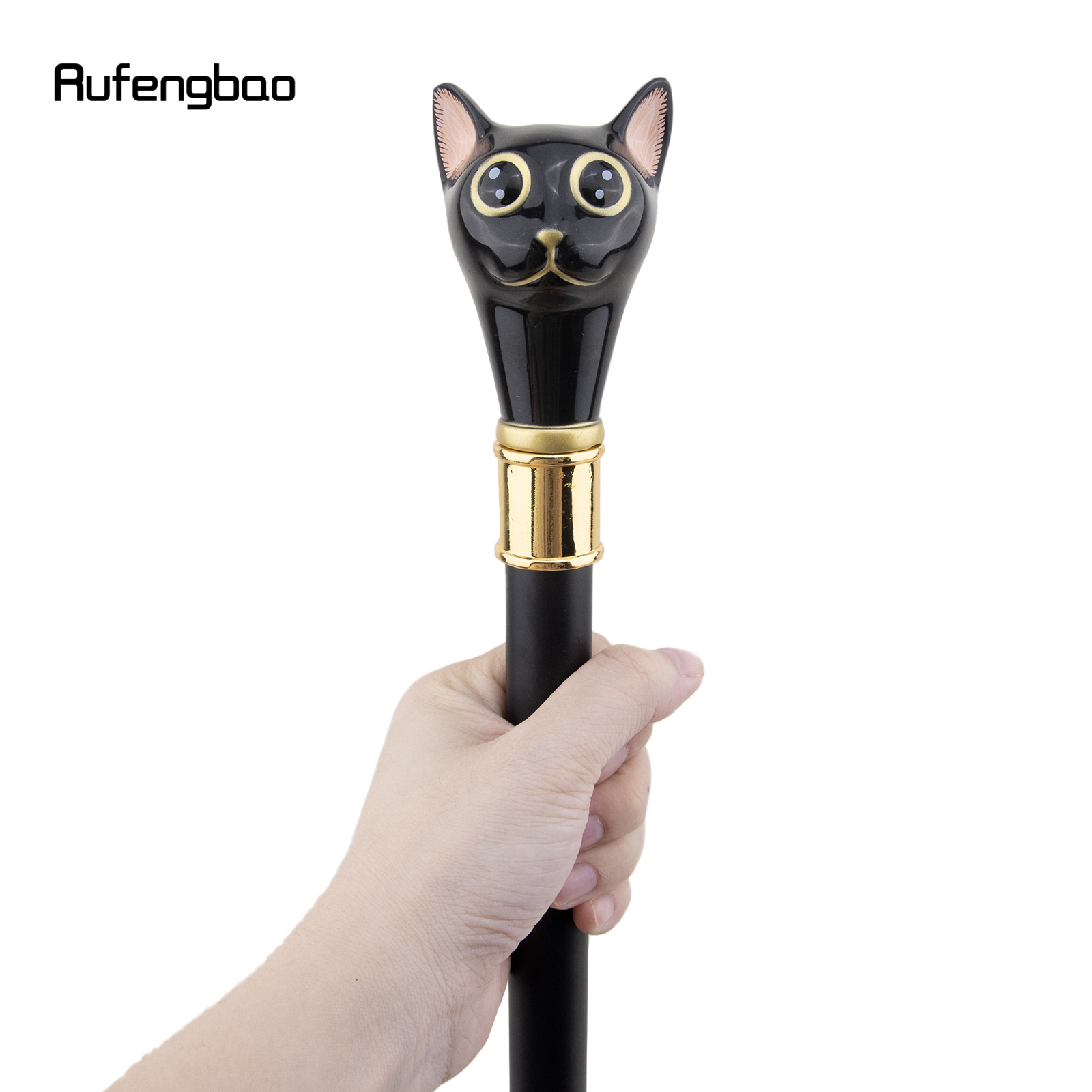 Schwarz goldene Katze Gentleman Kätzchen Gehstock Mode Gehstock Gentleman Crosier Knopf Gehstock 93cm