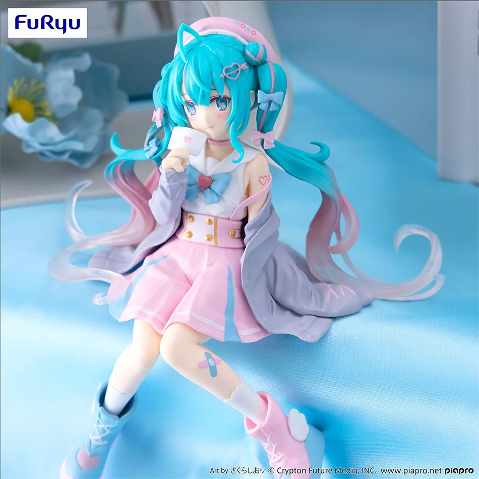 ใหม่H Atsune Mikuอะนิเมะสีชมพูซากุระตําแหน่งนั่งพีวีซีรูปการกระทําของเล่นตกแต่งรวบรวมของขวัญ
