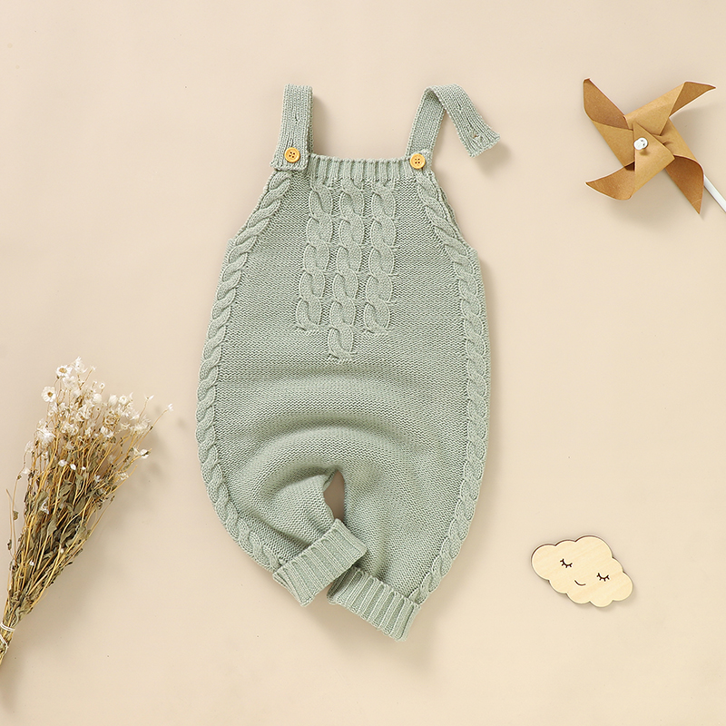 Neonati maschi Pagliaccetti senza maniche Vestiti 0-18 m Neonati Tute lavorate a maglia tinta unita Outfit Primavera Autunno Abbigliamento per bambini