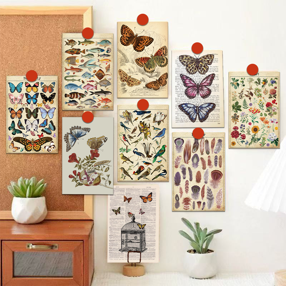 10/20 Stück Vintage natürliche Schmetterlingskarte Postkarte Dekoration Schlafzimmer Café Desktop Wand DIY handgemachte kreative Geschenk Nachrichtenkarte