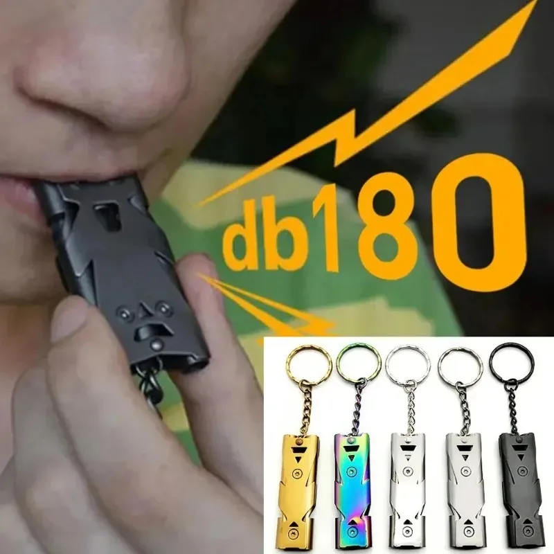 1 pack double-tube whistle pendant keychain high decibel portable outdoor survival emergency camping tool multi-function whistle