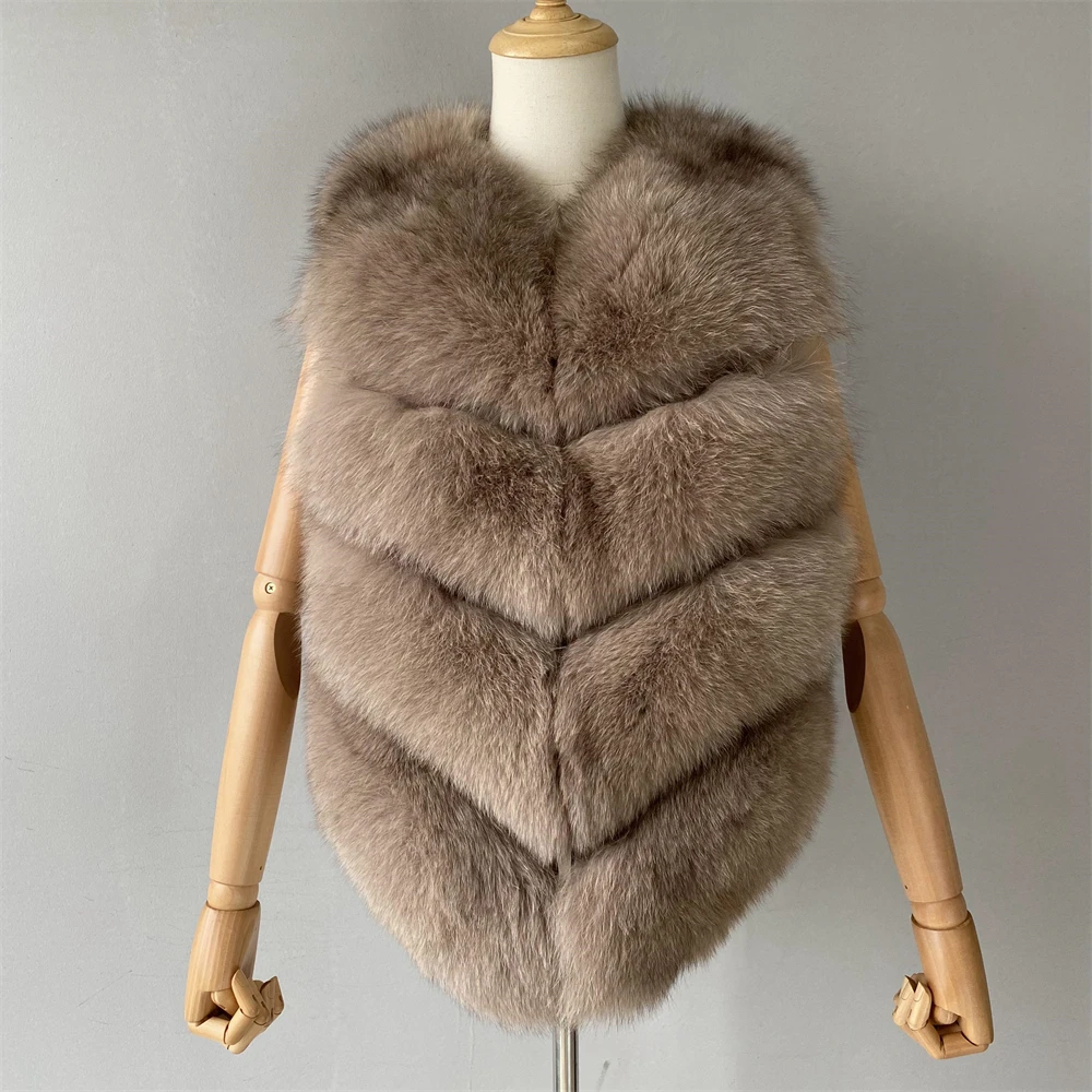 Jaxmonoy Damen Echtpelz Weste Luxus Damen Natur fuchs Pelz ärmellosen Mantel Herbst Winter Mode Pelz Weste Neuankömmling