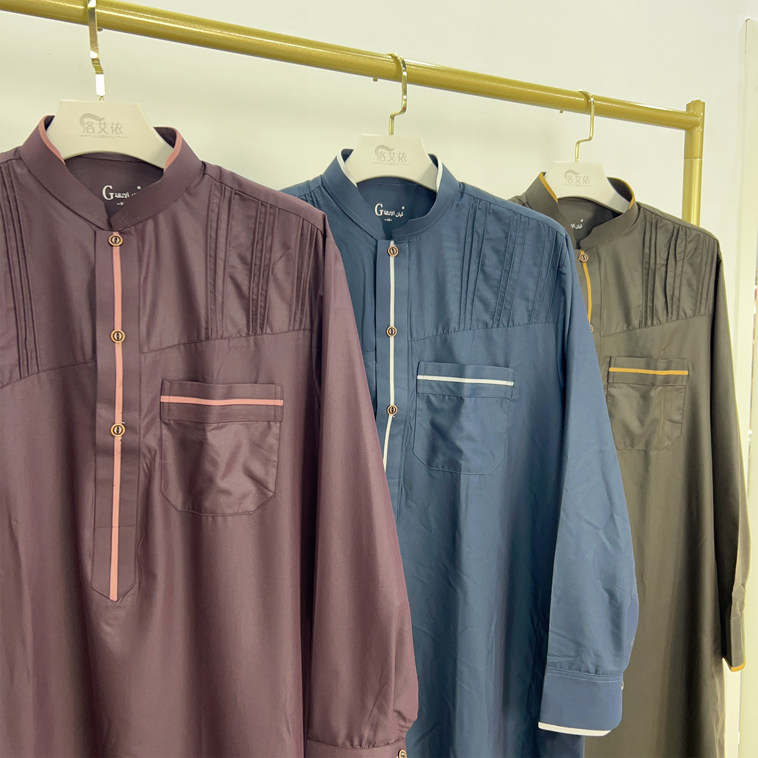 Eid Ramadan Herren Robe Jubba Thobe Muslimischer Mantel Kaftan Islam Abaya Saudi Arabisch Thobe Djellaba Daffah Dishdasha Kleidung Kleid