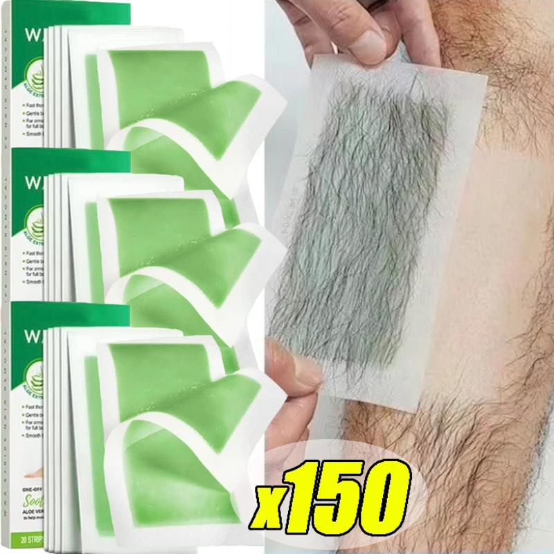 150 Uds. Tiras de cera para depilación rápida indolora, depilación corporal Facial, Bikini, pierna, brazo, parche de depilación, herramienta de belleza Unisex para mujeres