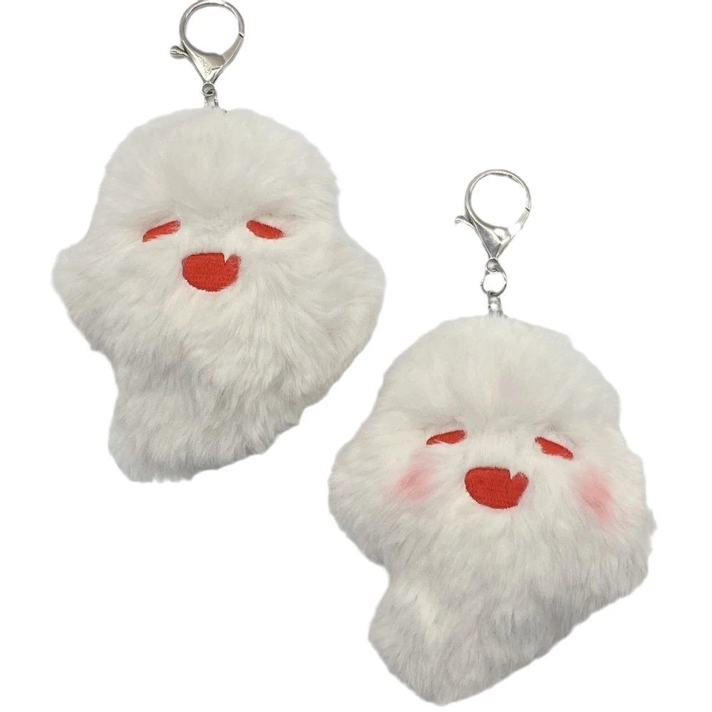 เกม Genshin Impact Hutao คอสเพลย์พวงกุญแจ Unisex Ghost จี้ตุ๊กตา Plush Key แหวนเครื่องประดับ Key Chains