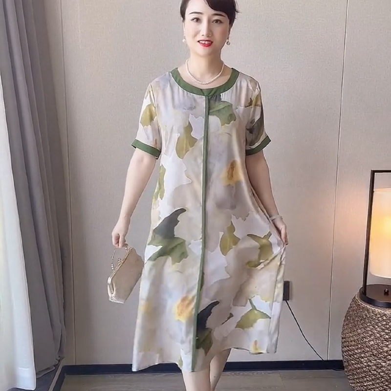 Faionable Summer Dr Loose Fit Or Sve Grande Flor Estampa Barriga Cobrindo Roupas Mamãe Sli Saia Midi para Mulheres...