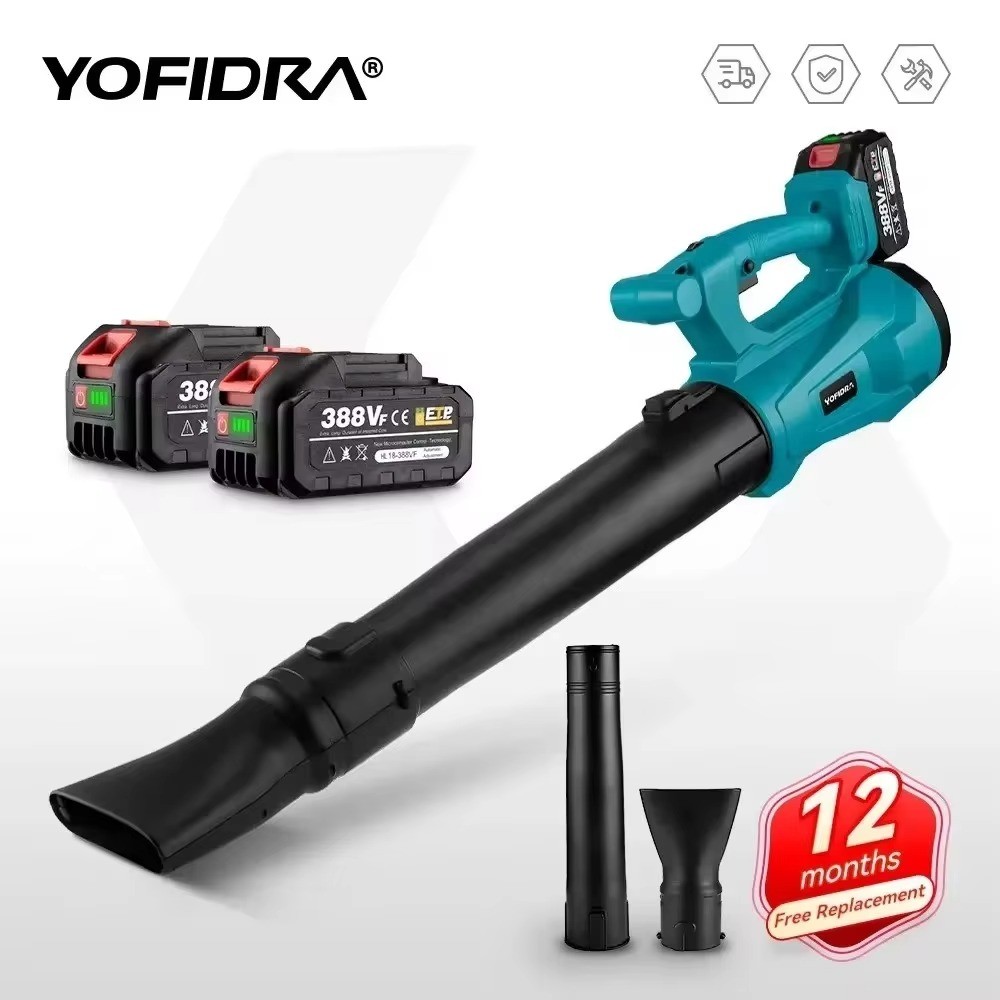 YOFIDRA 2000 W elektrisches Luftgebläse, 6 Geschwindigkeiten, Regulierung für Makita 18 V Akku, Laubbläser, saubere gefallene Blätter, Staub, Schnee-Werkzeug
