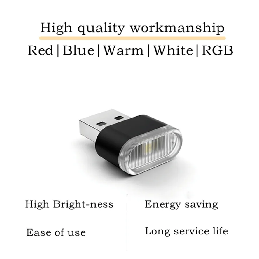 5 estilos Mini USB luz LED USB luz nocturna modelado luz ambiental de coche luz Interior de neón joyería de coche luz ambiental decorativa
