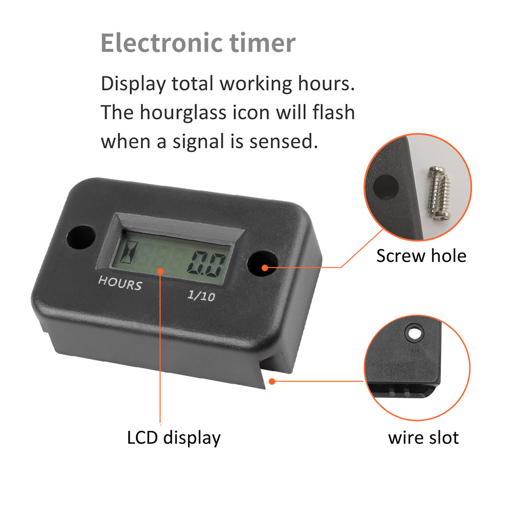 แบบพกพาดิจิตอล INDUCTIVE Tach Hour Meter Gauge สําหรับรถเรือ ATV รถจักรยานยนต์ Instruments Snowmobile เบนซินสกี Dirt Gas เครื่องยนต์