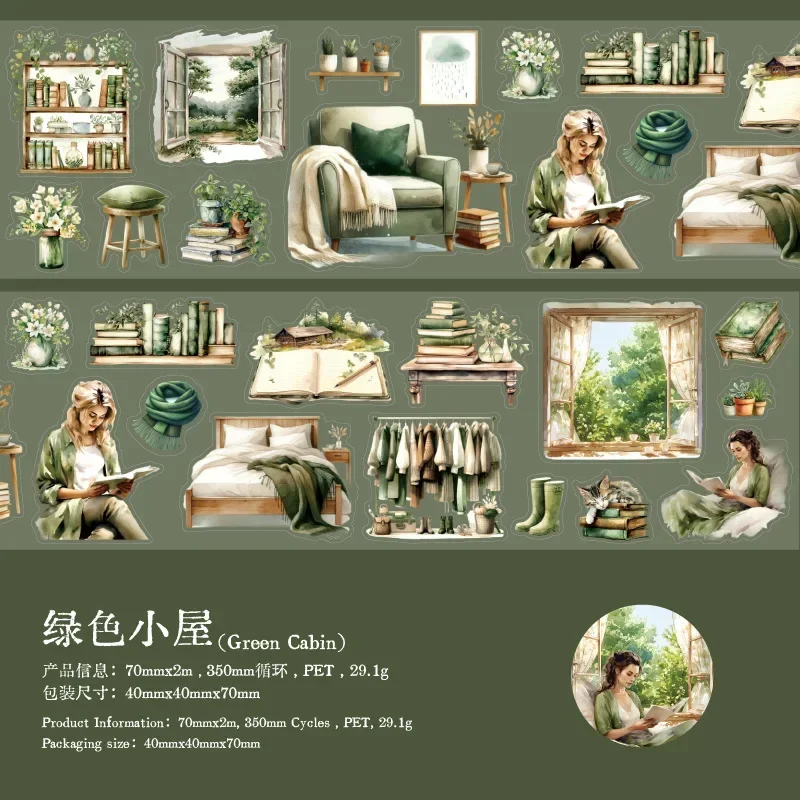 2M/Roll PET cartoon girl  supplies diary tape scrapbook stickers aesthetic decoration manual stationery