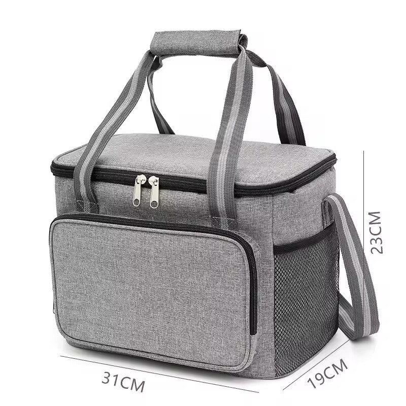 Large Insulated Lunch Bag Black Waterproof Leak-proof Thickened Handheld/Shoulder Carry Outdoor Picnic Lunch Bag