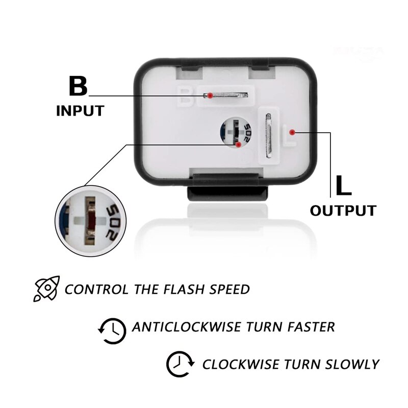 Relé intermitente electrónico LED de 2 pines ajustable de velocidad de 12V para señal de giro de motocicleta reemplazo directo advertencia de peligro Universal