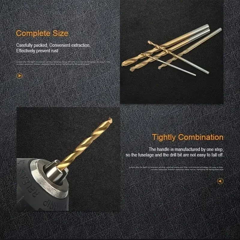 Straight Shank Twist เจาะชุด Bit ไทเทเนียมเคลือบเหล็กความเร็วสูง HHS ไม้พลาสติกเครื่องตัดอลูมิเนียมงานไม้เครื่องมือ 50 ชิ้น