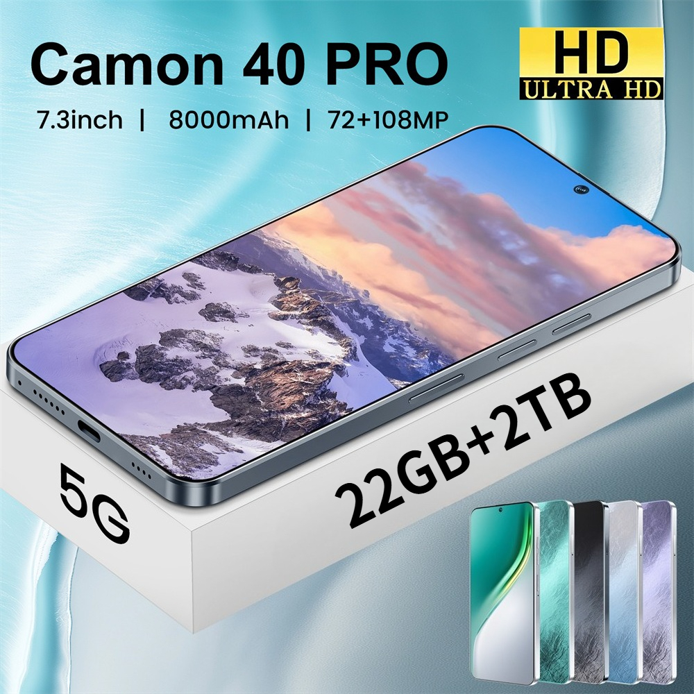 Originele C40Pro Smartphone 7.3 Inch 22GB + 2TB Mobiele Telefoons Global Versie 5G Dual Sim Mobiele telefoon 8000mAh Android 14 Mobiele Telefoons
