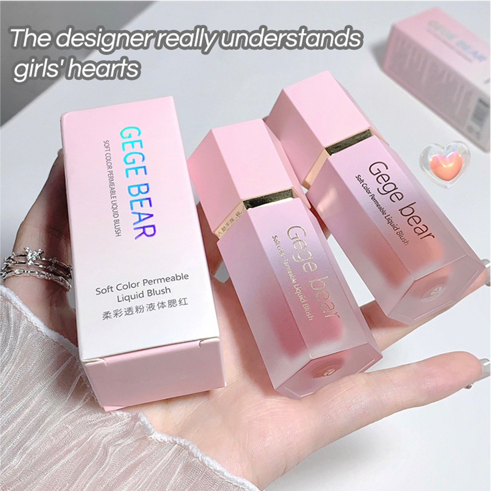 Gege Bear Liquid Blush Cream 6 สี Smooth Velvet Matte Pink Blusher Natural Easy To Smudge