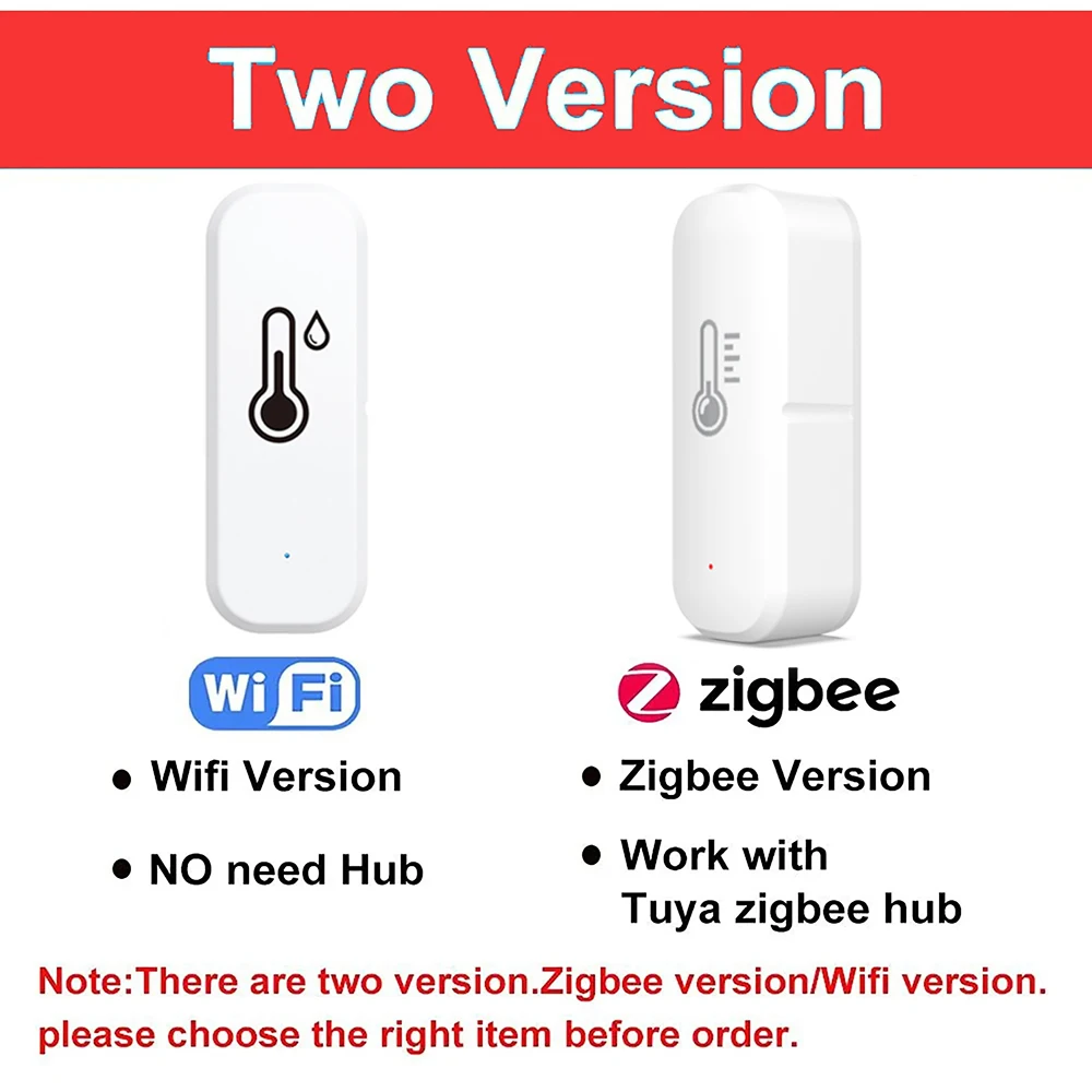 Tuya ZigBee WiFi Temperature and Humidity Sensor Smart Life APP Remote Monitor Indoor Hygrometer Works with Alexa Google Home