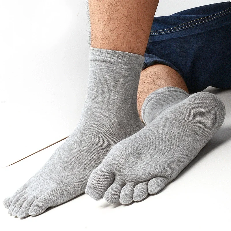 10 Uds = 5 pares de calcetines largos de cinco dedos para hombre, calcetines deportivos informales para correr con dedos separados, medias desodorantes para el sudor, calcetines antideslizantes para equipo