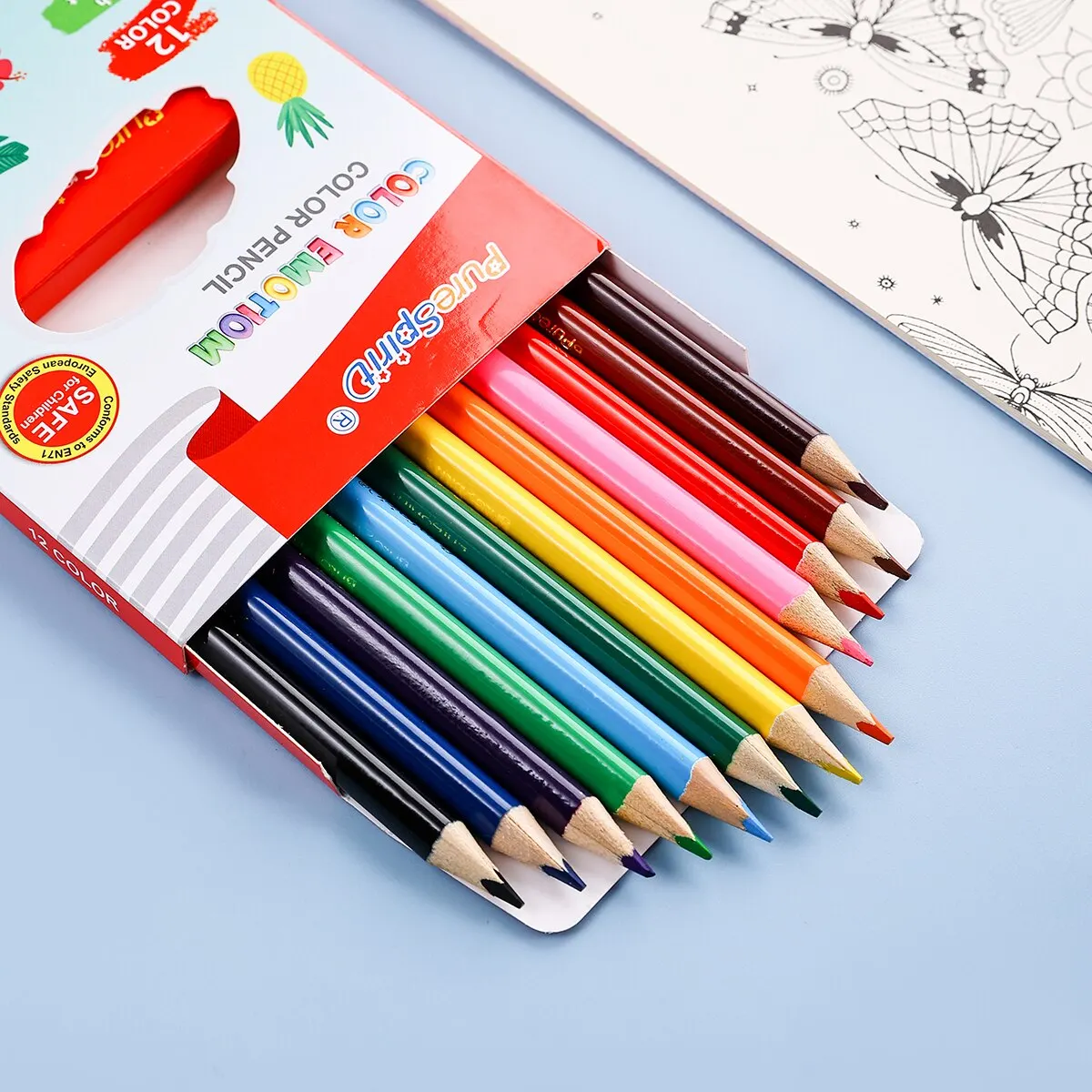 12-Farben-Mini-Bleistift-Set, kurze farbige, vorgespannte Bleistifte zum Zeichnen, Malen, Schattieren für Kinder, Studenten oder Kinder