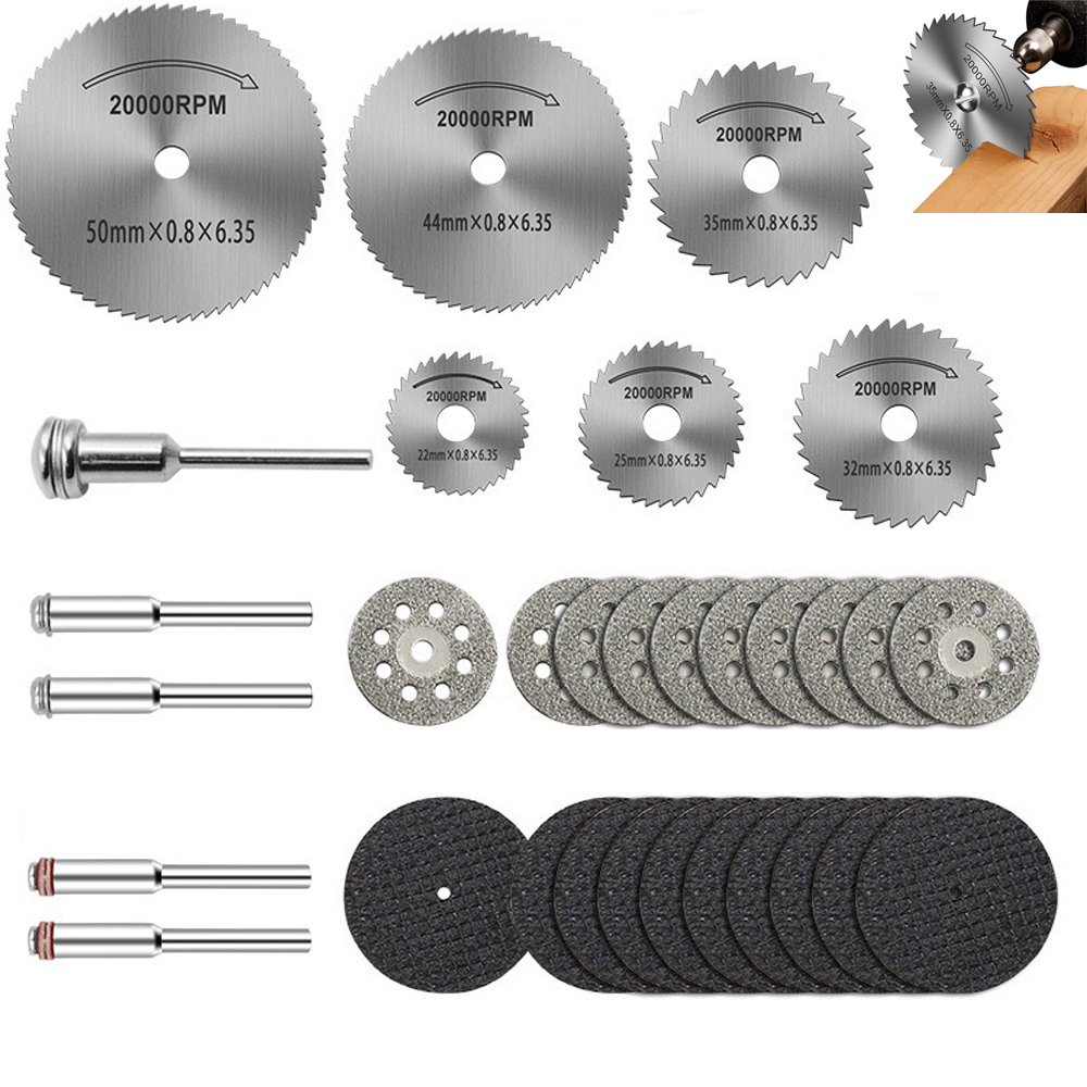 31 шт., мини-дрель, аксессуары для вращающихся инструментов, алмазные отрезные диски, циркулярная пила из быстрорежущей стали, шлифовальный круг для резки металла
