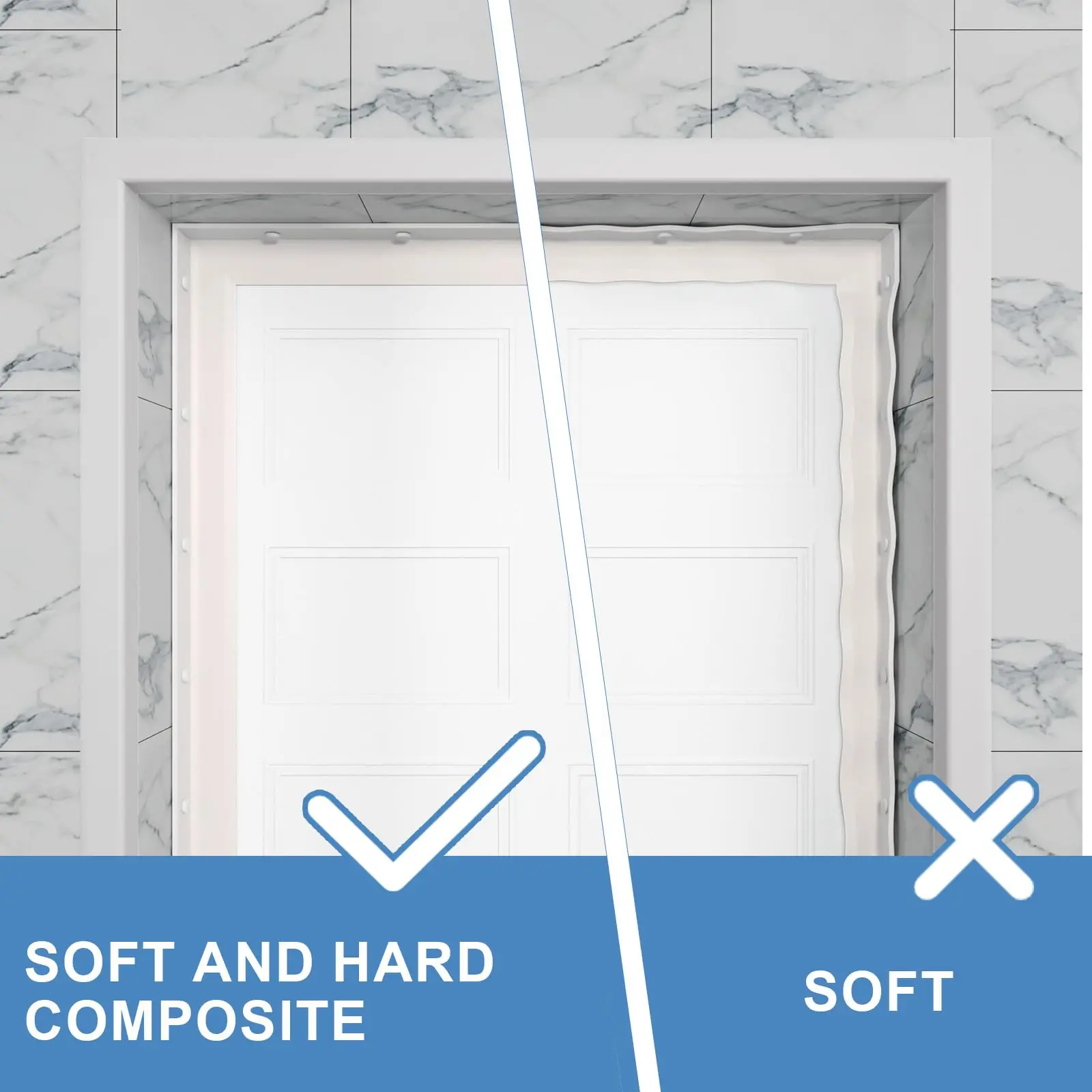 Garage Door Seal Top and Sides Seal Strip，36 FT Rubber Garage Door Weather Stripping Replacement Soft and Hard Composite