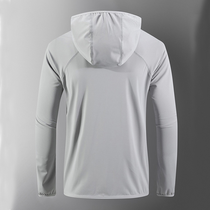UPF50+ Sudadera con capucha de protección UV de verano Unisex transpirable de seda de hielo deportes al aire libre pareja playa estilo callejero chaqueta ligera