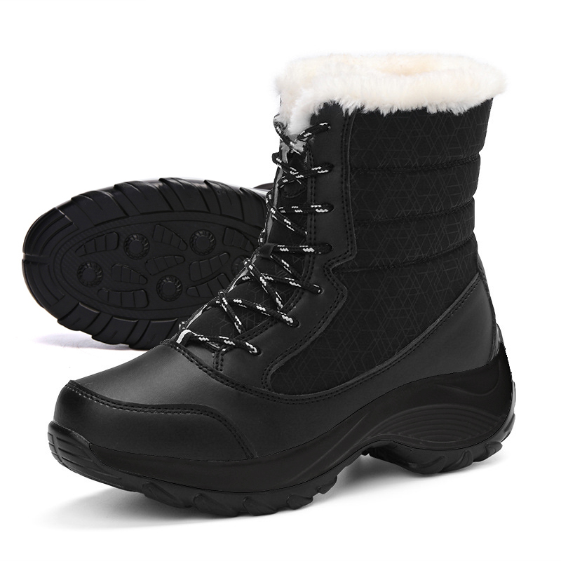 Schneestiefel Damen Plateaustiefel Rutschfeste Damen Winterschuhe Fell Warme Stiefeletten für Damen Keile Wasserdichte Oberschenkelhohe Stiefel