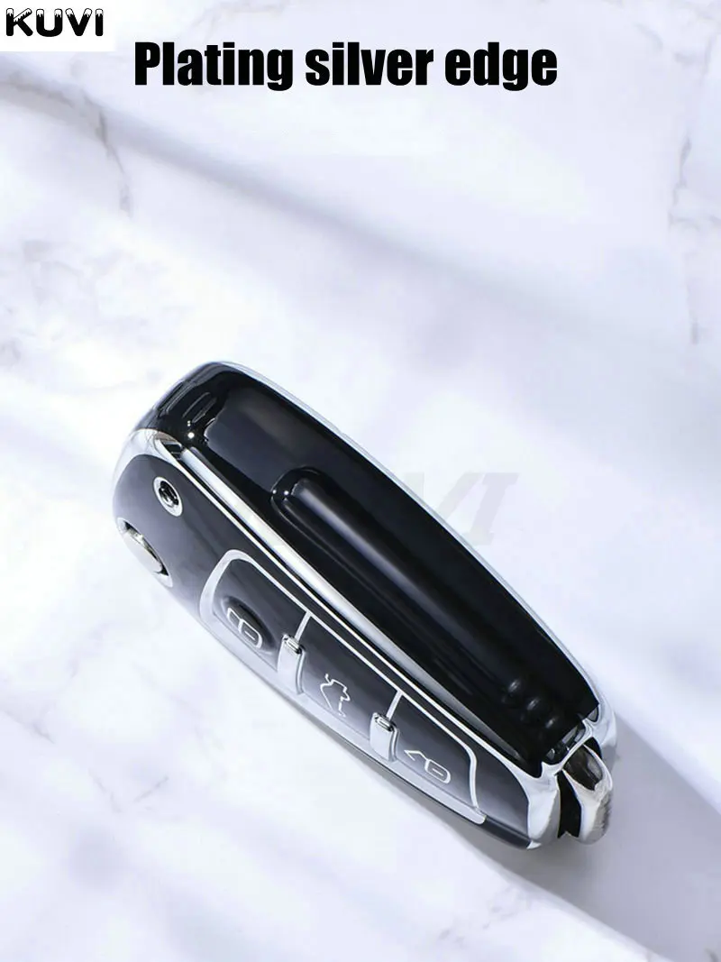 Funda con tapa para llave de coche, carcasa chapada en TPU para Audi A1 A3 A4 8P 8L 8V A5 B6 B7 A6 A7 C5 C6 Q3 Q5 Q7 4F S3 S4 S6 RS3 TT
