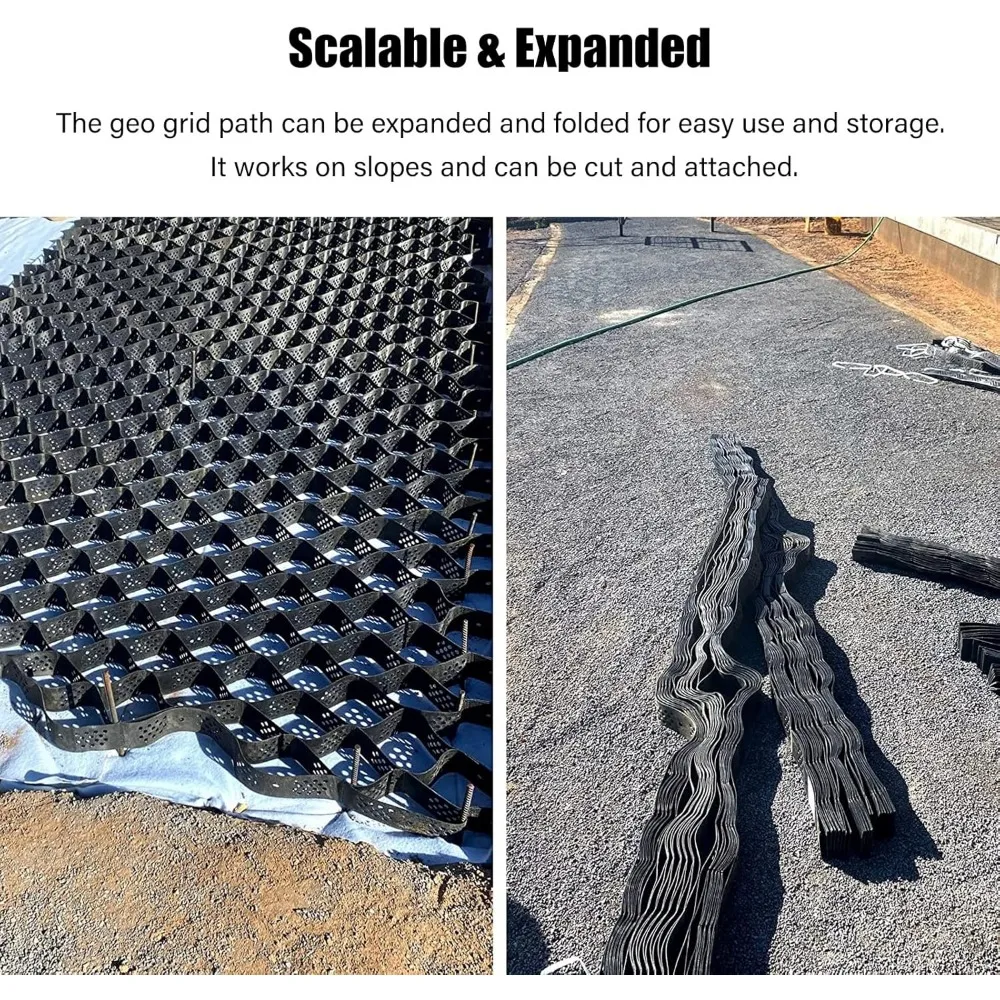 Steep Hill/Slope Ground Grid Paver, 5cm Depth Polyethylene Permeable Geogrid Mesh, Retaining Wall Stabilizer Dirt Storage Locker