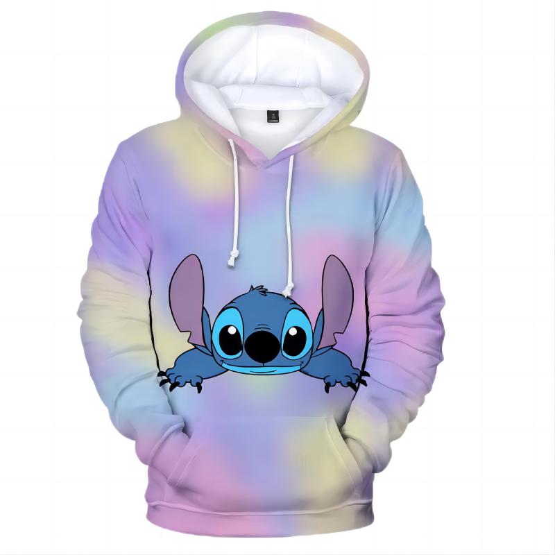2024 nuevo Stitch Anime moda hombres Sudadera con capucha al aire libre calle Hip-Hop ropa deportiva hombres Casual Sudadera con capucha suelta