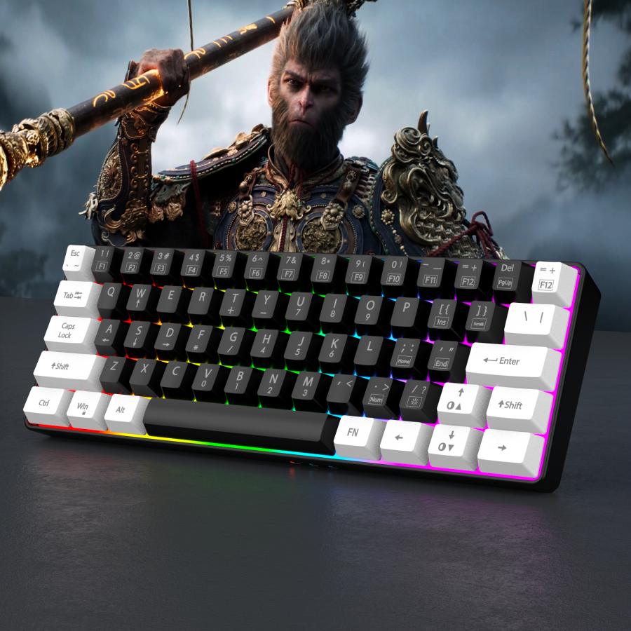 超軽量ゲーミングキーボード60% 有線,ミニキーボード,コンパクト,防水,61キー,PC,Mac,ゲーマー向け