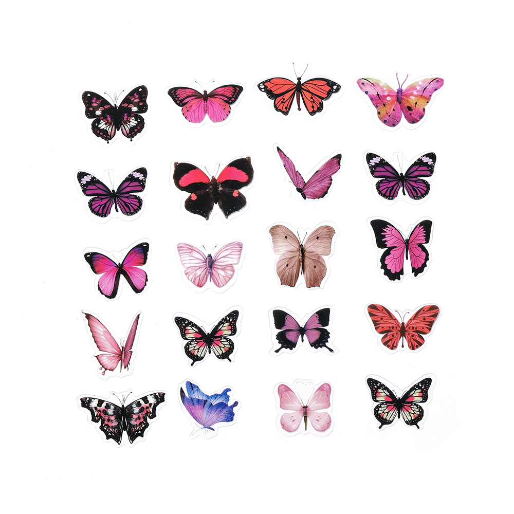 40Pcs/Bag Colorful Butterfly Stickers PET Transparent Decorative Epoxy Resin Fillings for DIY Epoxy Resin Crafts Book Decor