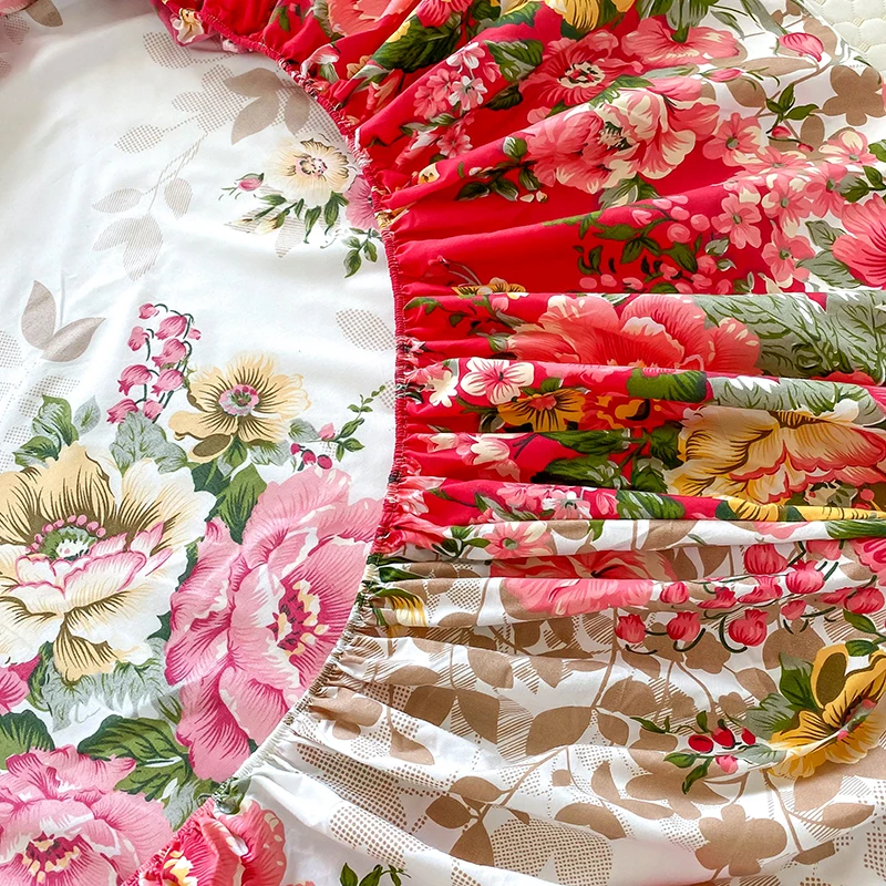 Sábanas con estampado de flores, sabanas con estampado reactivo, cama matrimonial individual/Queen/King, funda de colchón, sábanas dobles