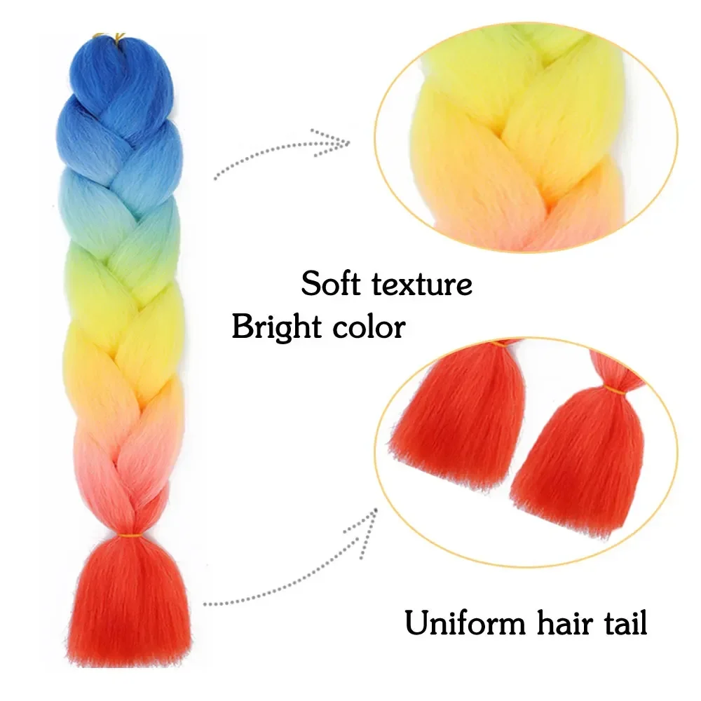Extensiones de trenzas Jumbo para niños, pelo sintético trenzado, Afro, Color degradado, kanekalon, 24 pulgadas