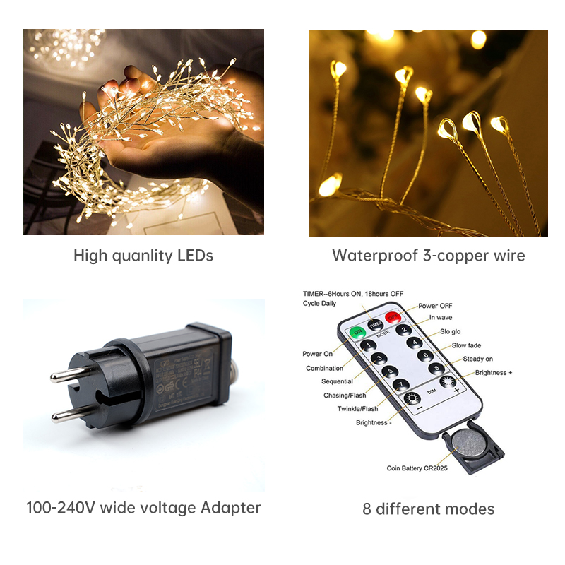 18M 500LEDs Cluster String Fairy Lights Waterdichte buitentuin Kerstdecoratie Vakantieverlichting