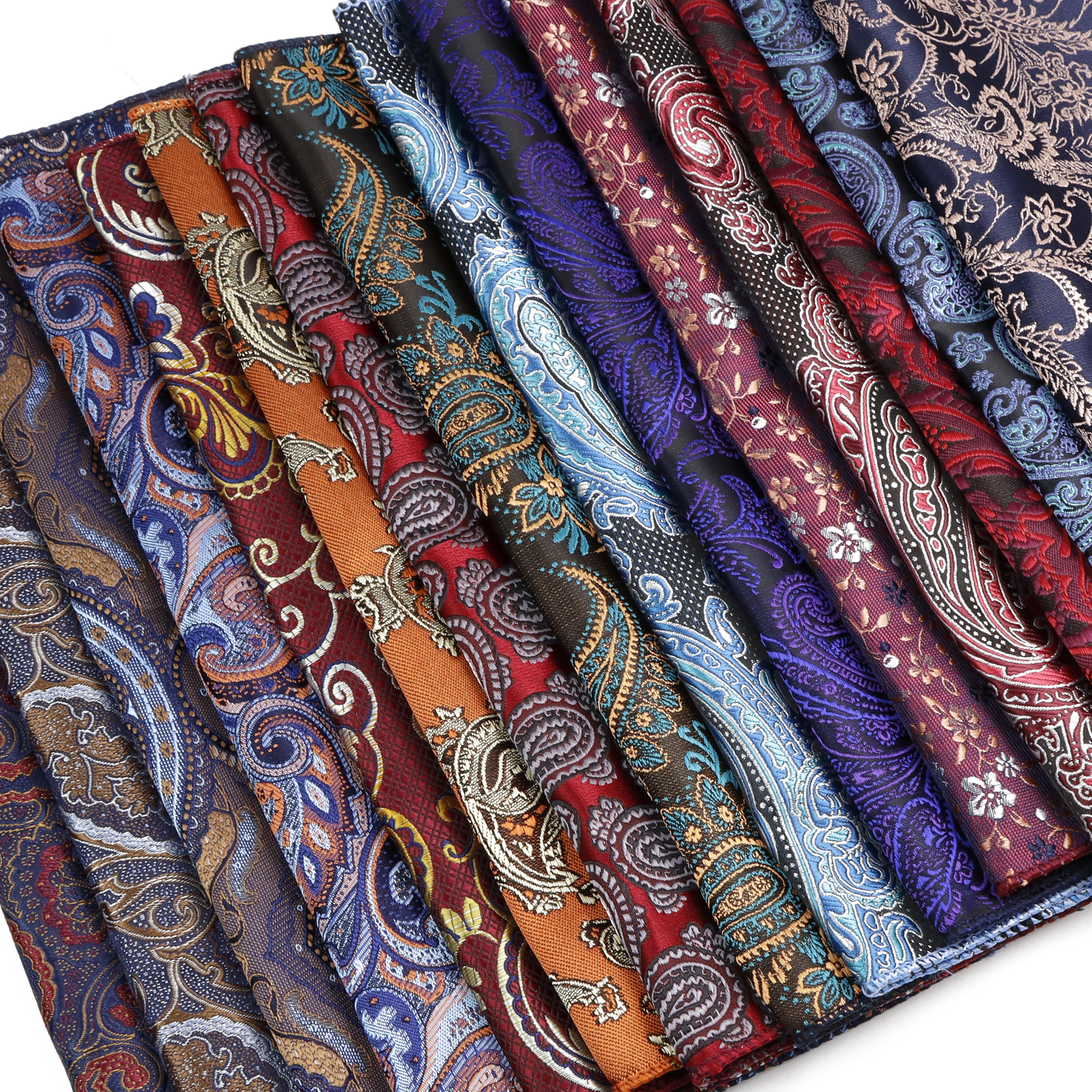 Novo jacquard paisley bolso quadrado clássico vermelho cinza azul 22cm lenço caber negócios festa de casamento palco terno hanky presentes