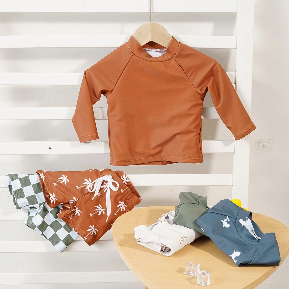 Kangobaby # Minha vida suave #   Conjunto de 2 peças de trajes de banho para meninos, estampa legal, verão, bebê, praia, surf