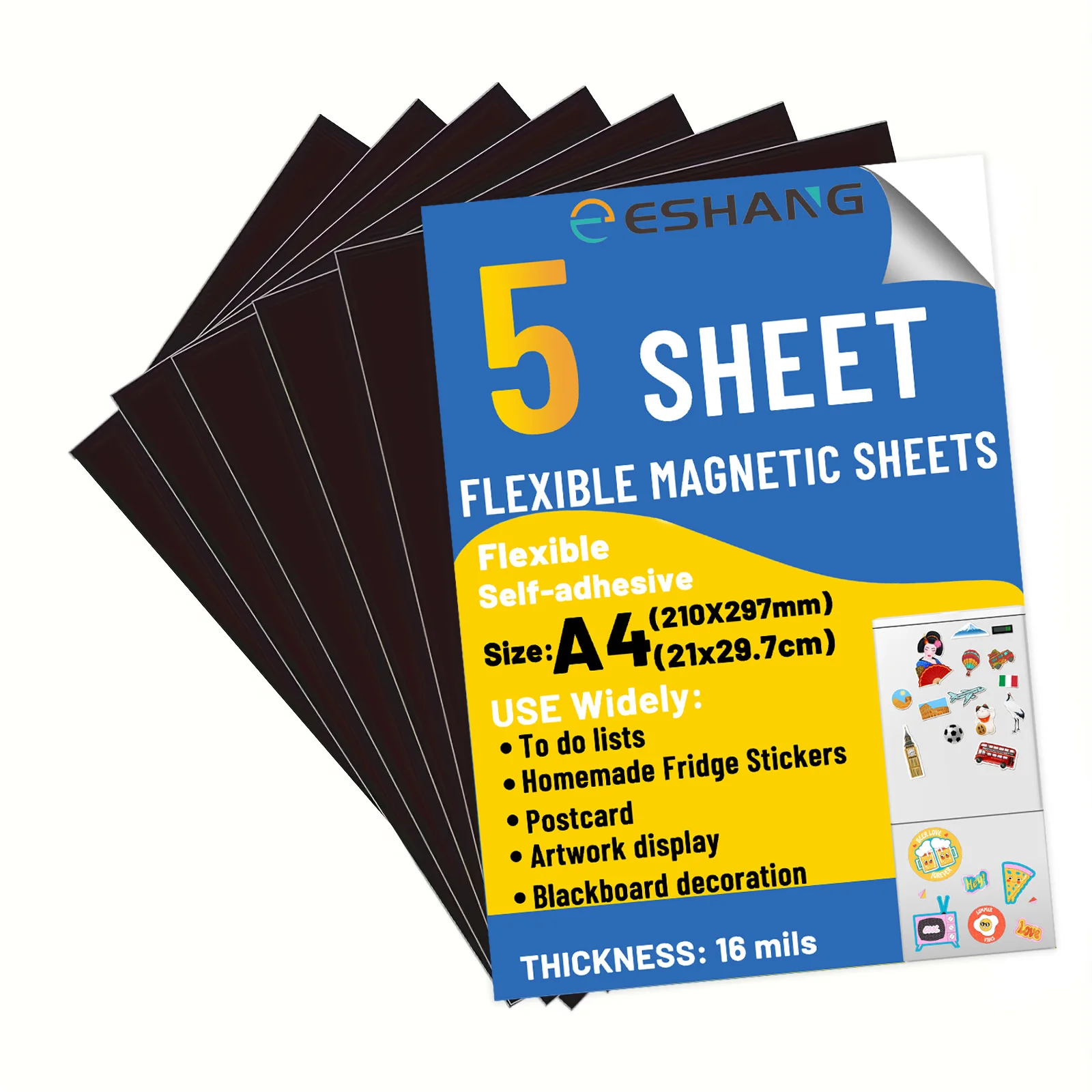5 hojas de adhesivo magnético, tamaño A4(8,3" x 11,7"), hojas magnéticas flexibles con respaldo adhesivo para manualidades, fotos