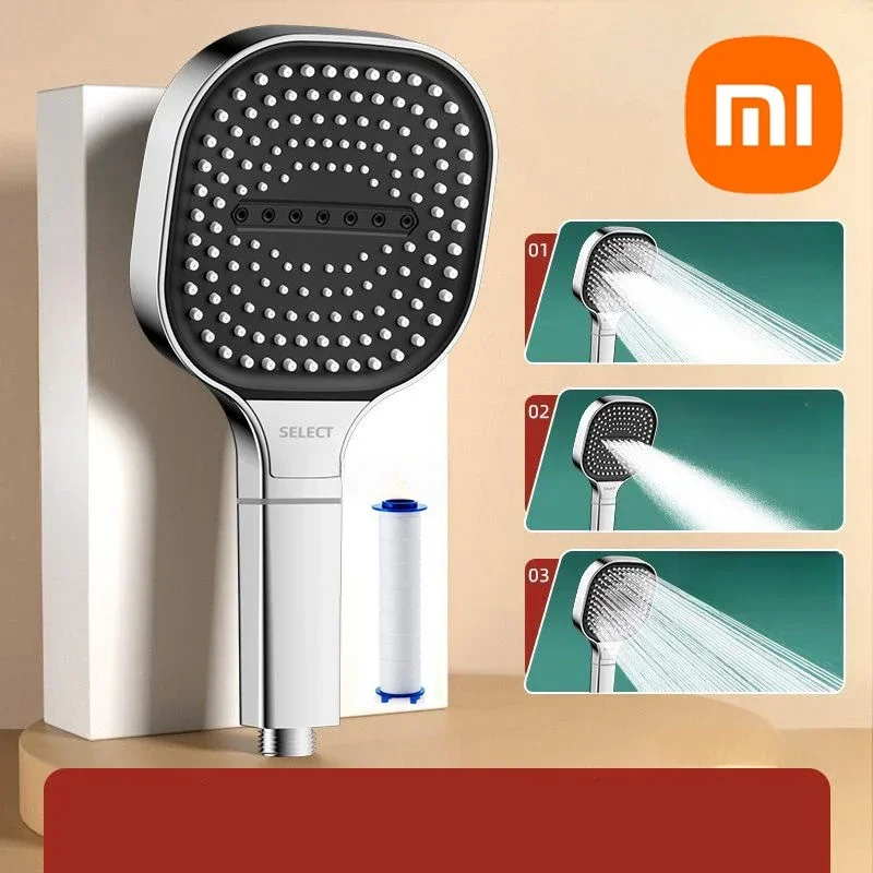 Xiaomi 13cm Large Panel 3Modes Adjustable Home Shower Head High Pressure Massage ShowerHead Filter Element Bathroom Accessories