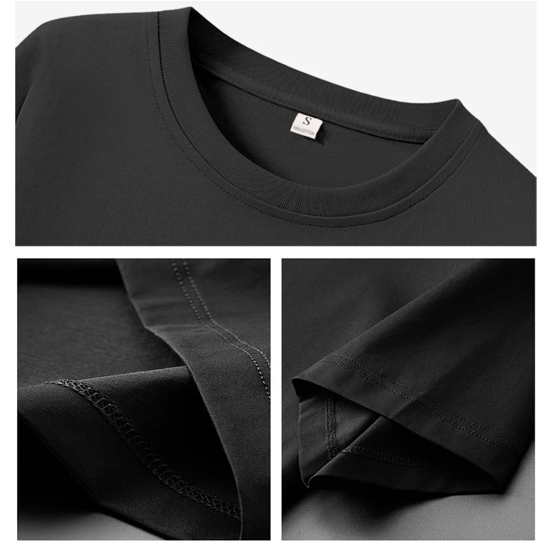 綿半袖トップス 220 グラムヘビー Tシャツ Y2k カジュアル快適な Tシャツ黒 & 白 O ネック女性服 YH2532