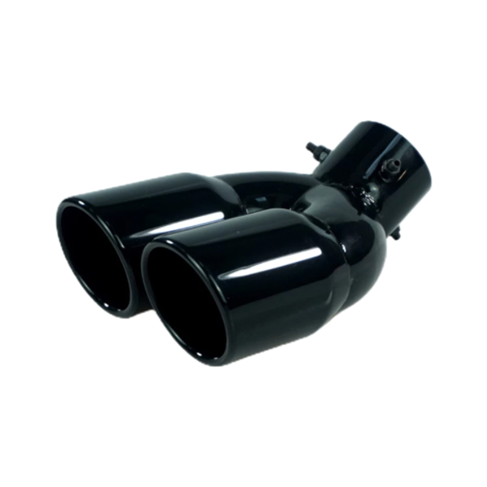 ユニバーサル 63 ミリメートル車の入口ダブルバレルリア排気先端テールパイプマフラーブラックチタン出口ステンレス鋼カーアクセサリー
