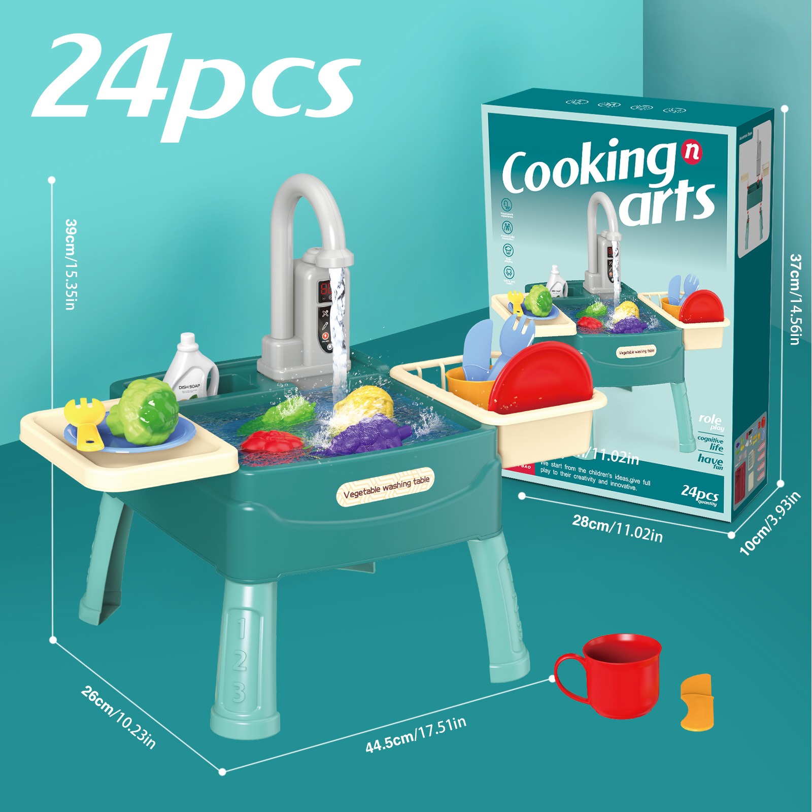 Jouets de lavage de légumes pour enfants, jeu à la maison, éducation précoce, simulation de cuisine, table à vaisselle électrique, sortie d'eau