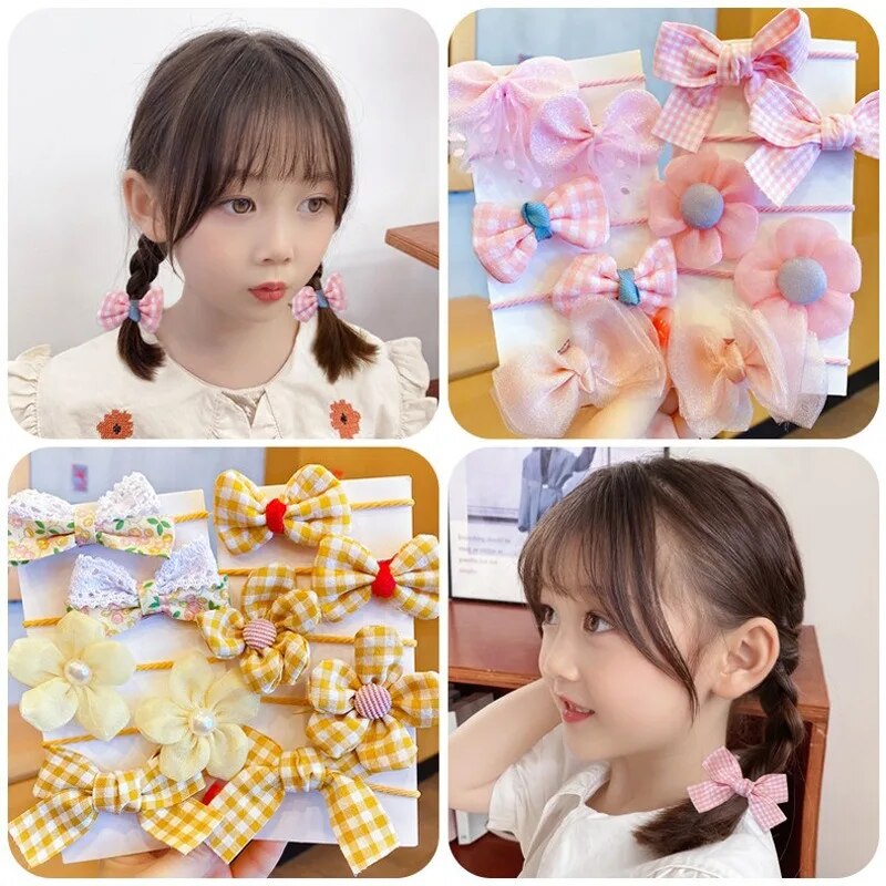 10pcs อุปกรณ์เสริมผมสาว Scrunchies ความงาม Lacos De Cabelo Infantil วงเด็ก Bandeaux Elastiquec Headbands Bandes น่ารัก