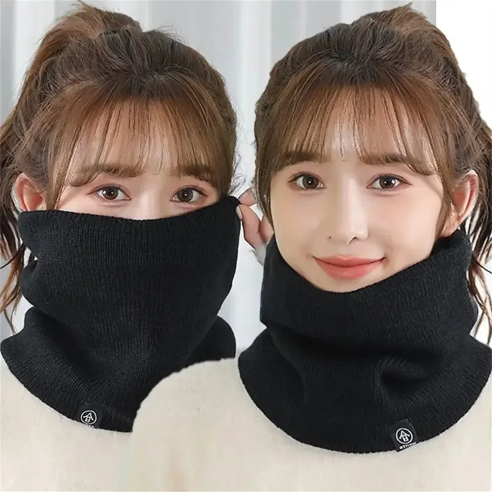Winter Warm Gestrickte Ring Schal Für Frauen Männer Plüsch Volle Maske Tutdoor Kaschmir Solide Snood Neck Schals Dicken Bufanda Schalldämpfer