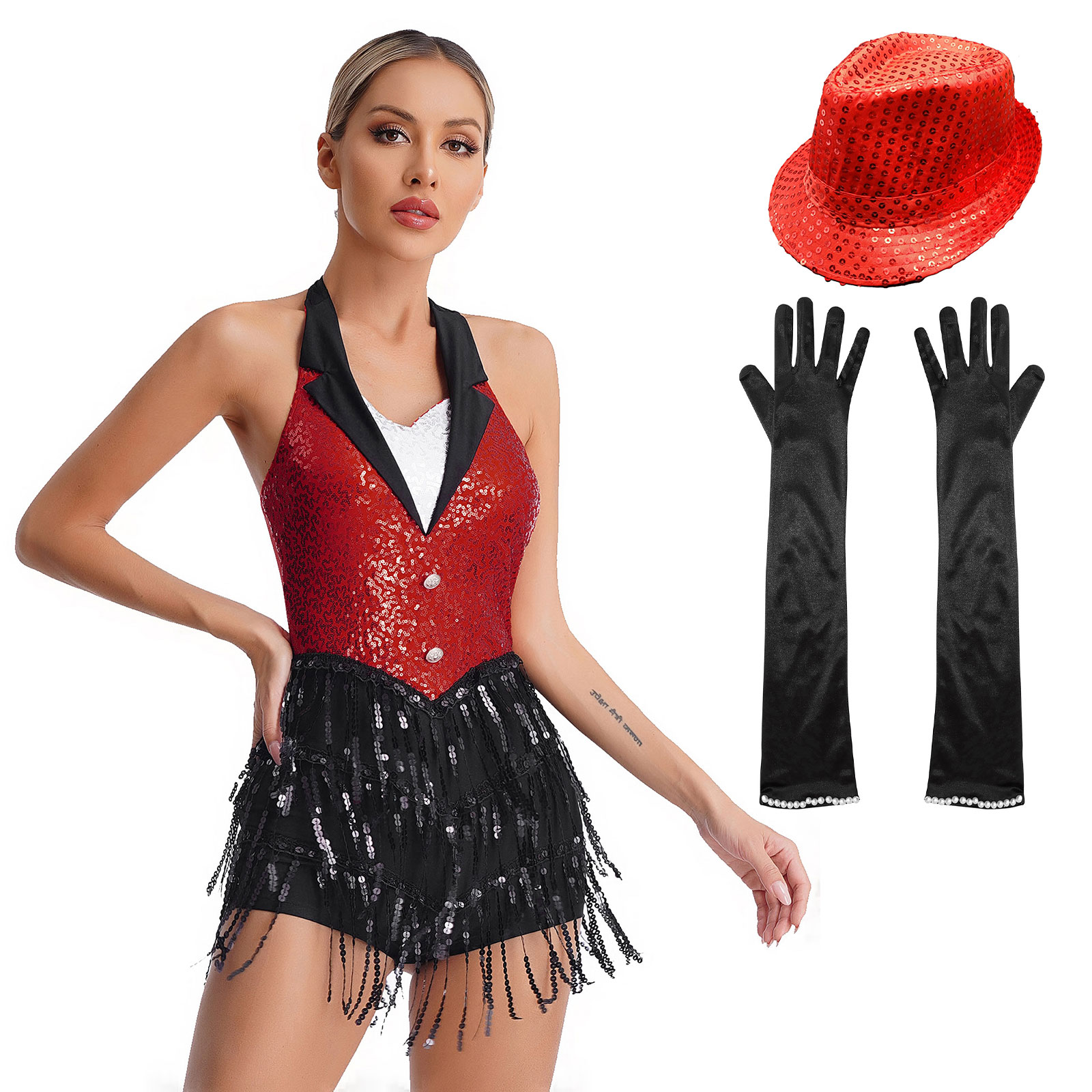Frauen moderne latein amerikanische Tanz kostüme glänzende Pailletten Ballroom jazz Tango Salsa Tanz Trikot Smoking Bodysuit Halloween Party Kostüm