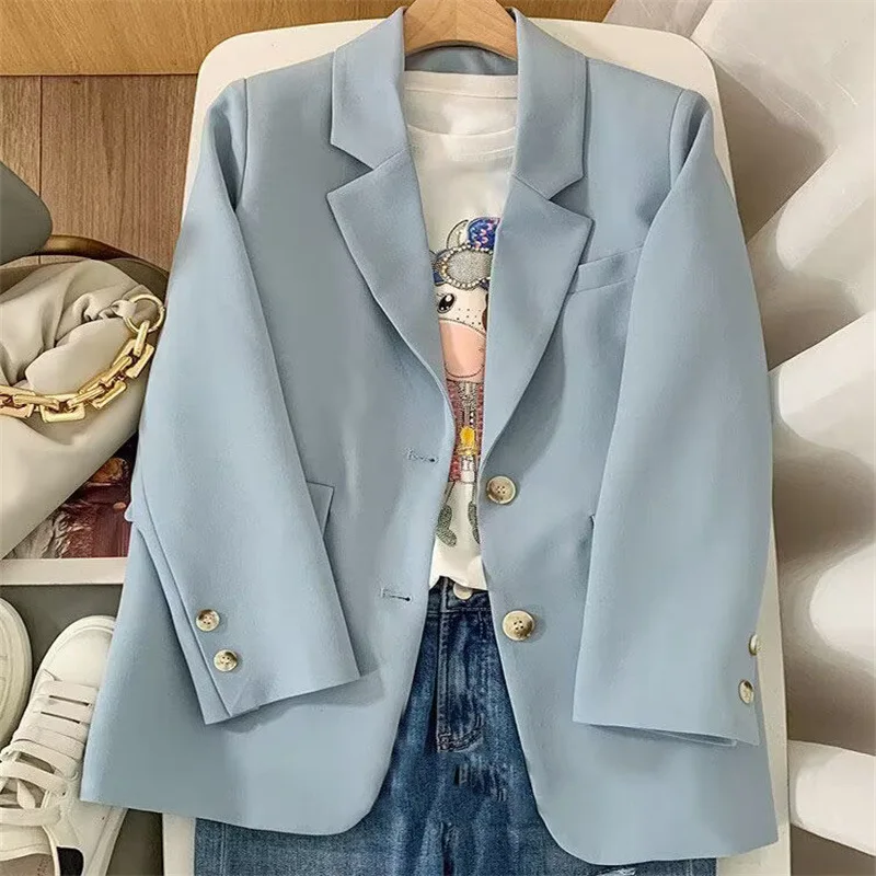 เสื้อเบลเซอร์สีส้มหรูหราสําหรับผู้หญิง, เสื้อแจ็คเก็ตแขนยาว, แจ๊กเก็ตลําลองแบบบาง, แฟชั่นฤดูใบไม้ผลิและฤดูใบไม้ร่วง, 2023