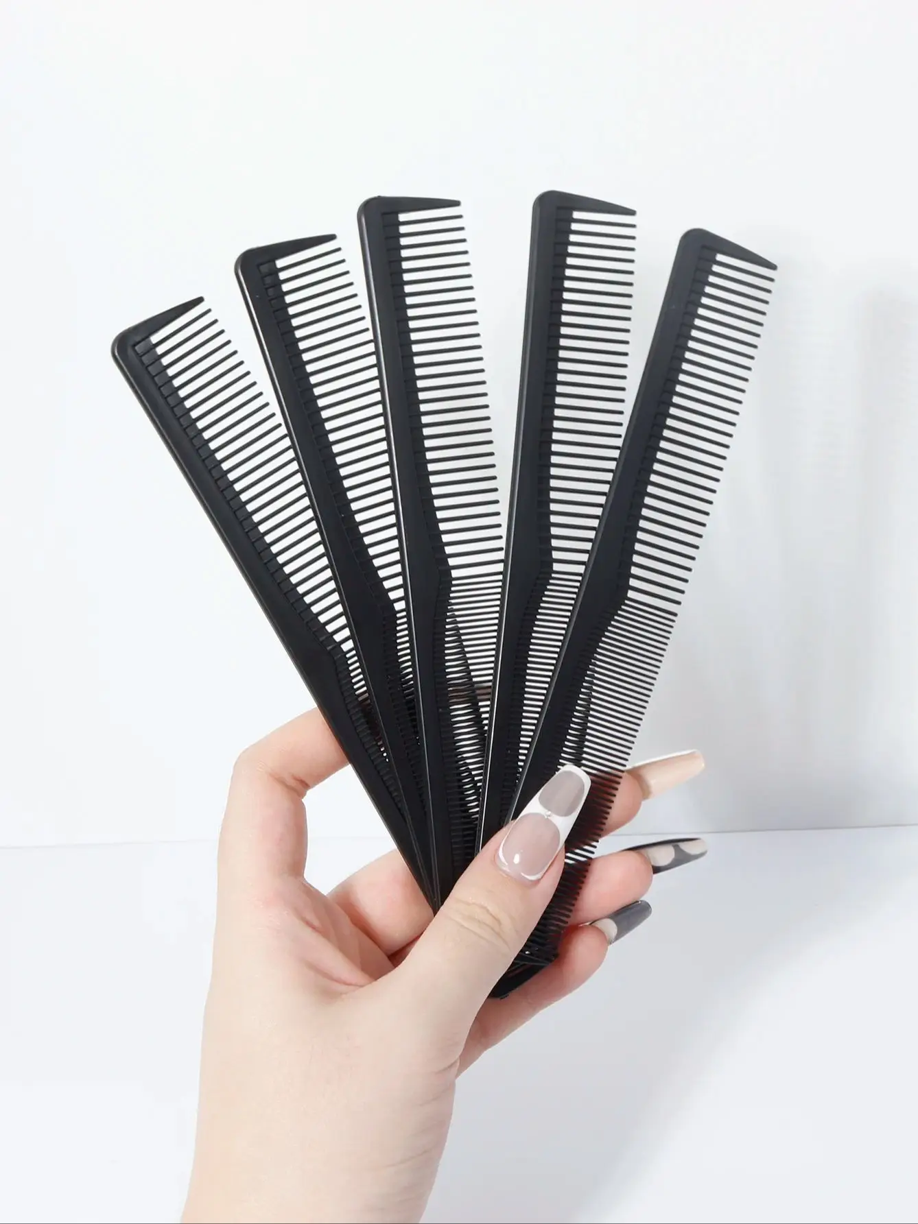 Pente de corte de fibra de carbono 5 peças, antiestático e resistente ao calor, pente de cabelo dupla face, adequado para todos os tipos de cabelo