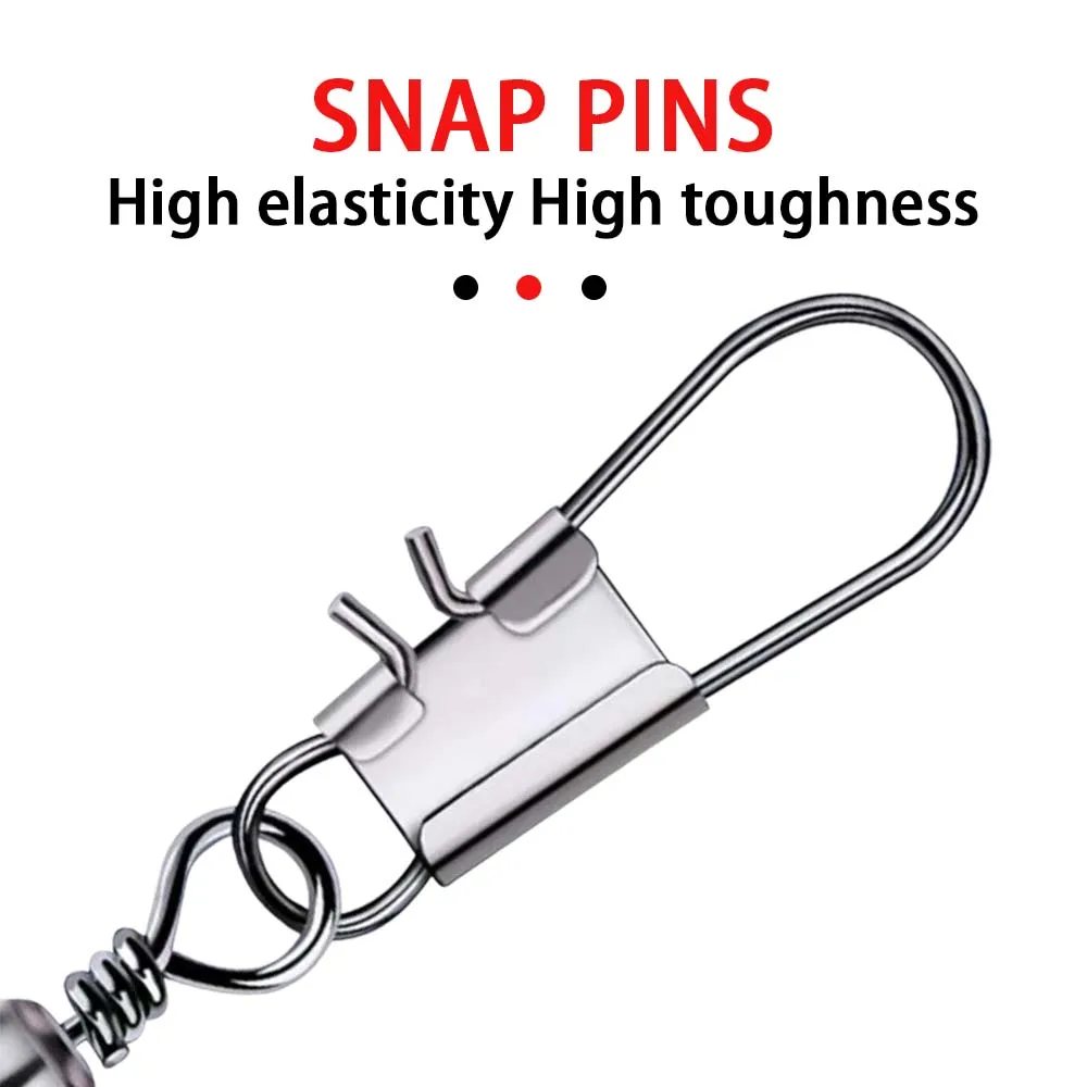 JSFUN 5 tamaños 100 unids/pack giratorios conector de pesca Pin rodamiento giratorio Snap Fastlock Clips anzuelo aparejos de pesca