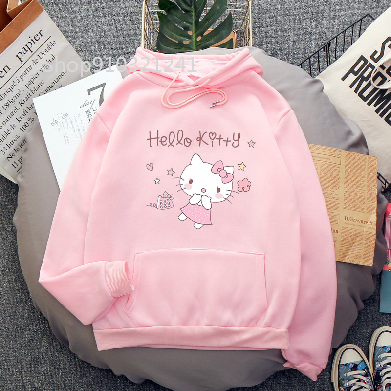 Sudadera con capucha rosa de gato de dibujos animados para mujer, sudaderas con capucha divertidas de Melanie Martinez, sudadera estampada, Tops para mujer de Primavera/otoño, ropa