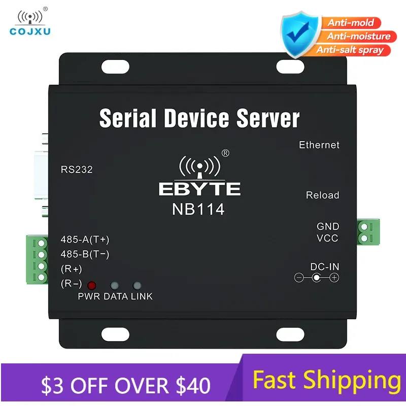 UART zu Ethernet Serial Server RS485 RS422 RS232 RJ45 MQTT HTTP TCP RTU UDP PLC Cojxu NB114 Langstrecken-Modbus-Gateway-Modem