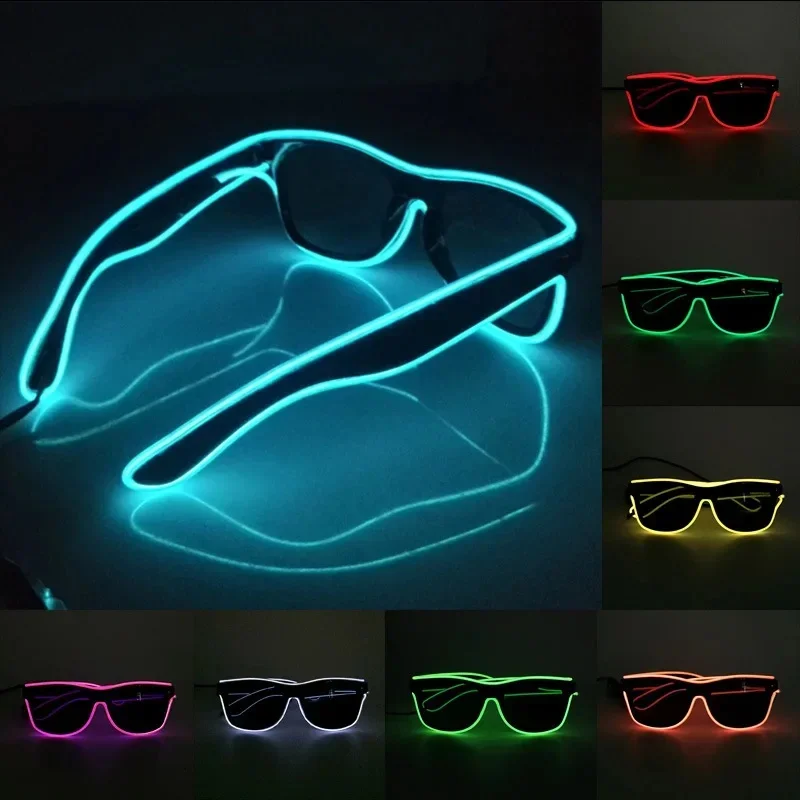 1PC migający drut EL LED Light Up Party okulary przeciwsłoneczne okulary Led Luminous Party oświetlenie dekoracyjne klasyczny nowość prezent jasny